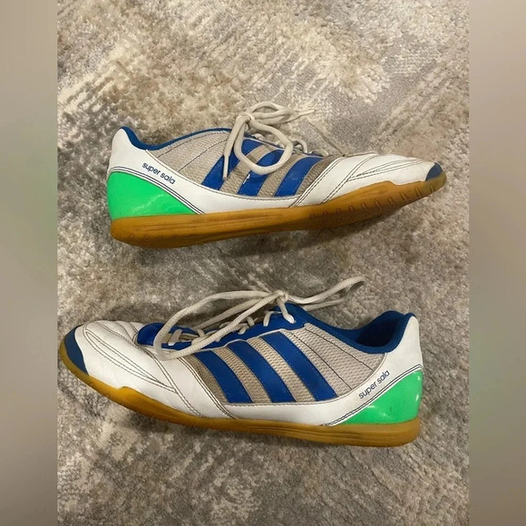 ADIDAS Soccer SUPER SALA Indoor Soccer Shoes Blue/White/Green Mens Size 8.5 - Picture 9 of 9